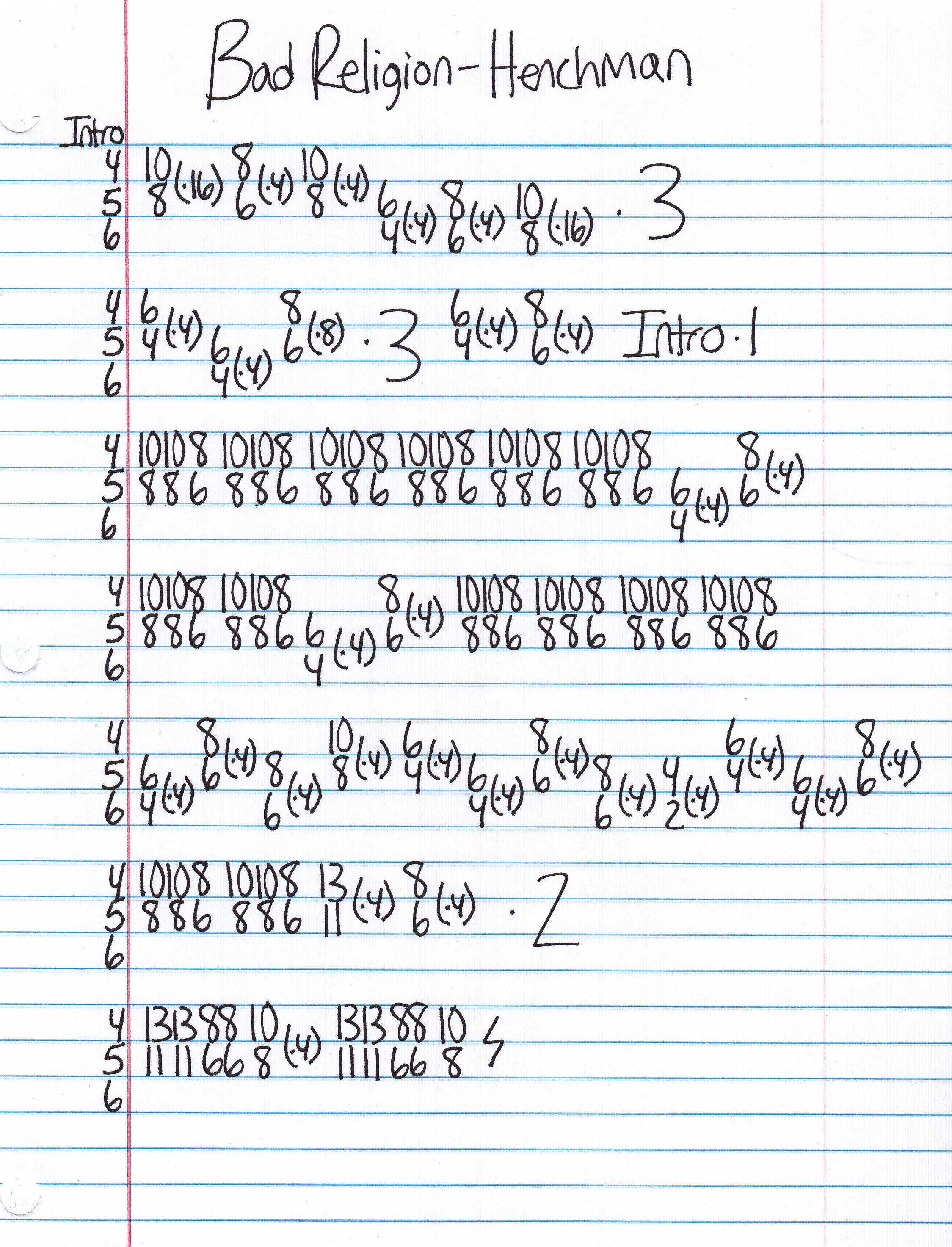 High quality guitar tab for Henchman by Bad Religion off of the album No Control. ***Complete and accurate guitar tab!***